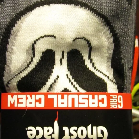 Socks | Shoe Size 8-12 | 6-Pair | Casual Crew | Ghost Faces | Uni-Sex - Picture 3 of 5